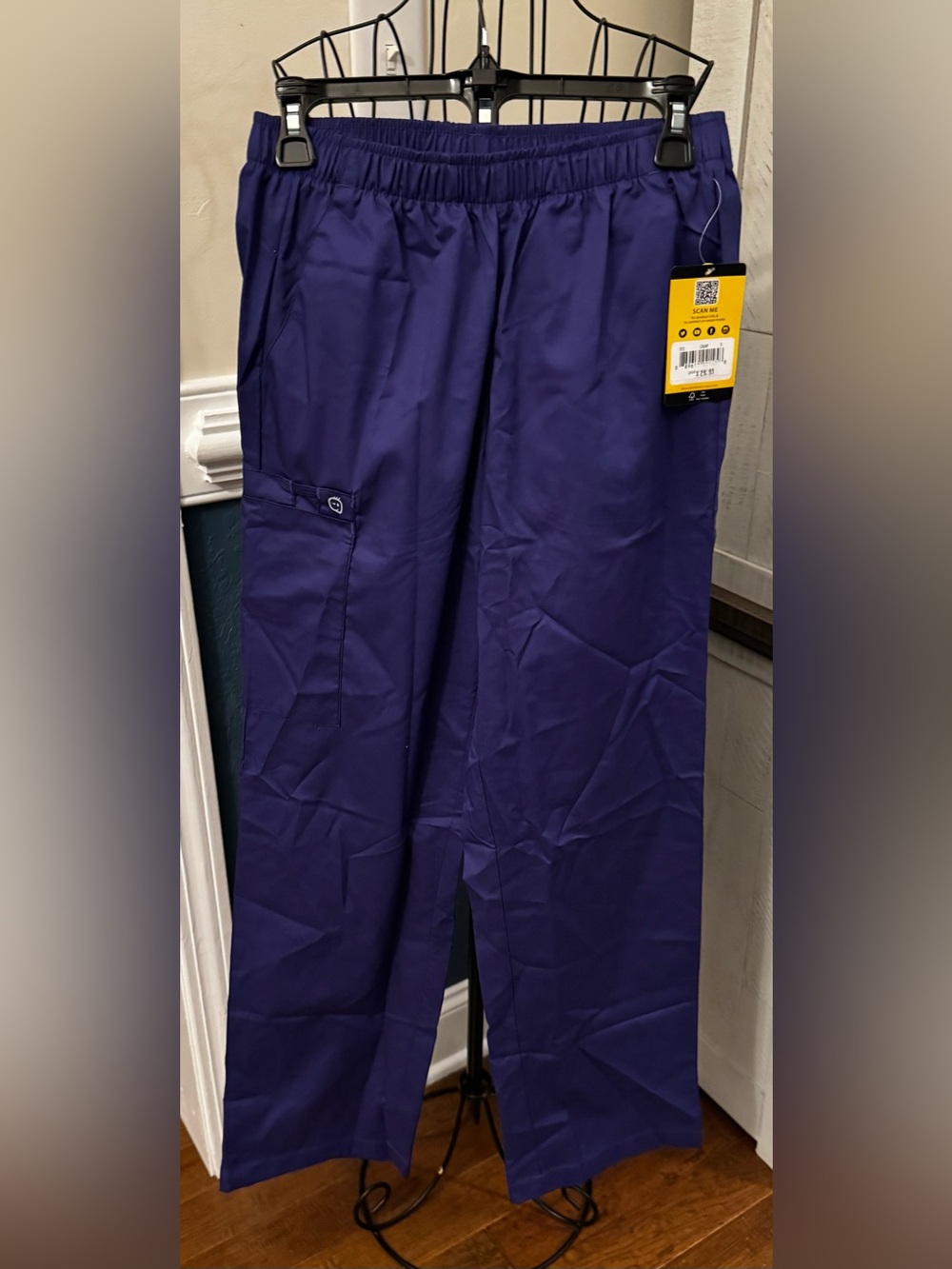 New Wonderwork Wink Grape Purple Small S 501 elastic waist scrub pants women